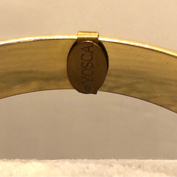 Gerard Yosca Bangle Bracelet, gold tone w/ grosgrain ribbon inlay purple & green - Picture 11 of 11